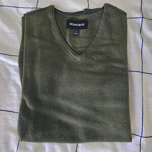 Bonobos Men’s V-Neck Sweater – Olive - New – Classic Fit – Size S